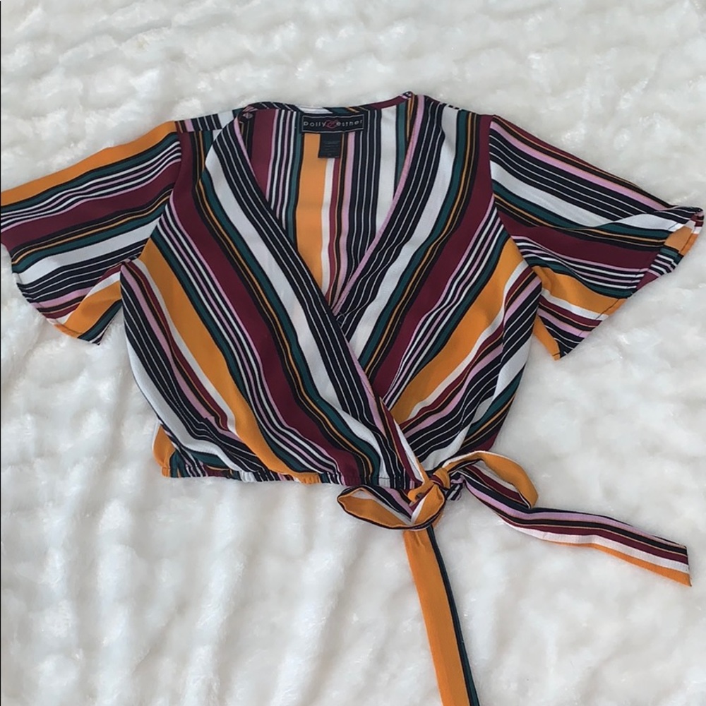 Striped Deep V Crop Top